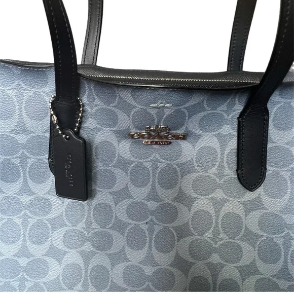 Coach AVENUE CARRYALL IN SIGNATURE CANVAS COACH F48735 Bag Tote Denim Blue - Picture 3 of 13